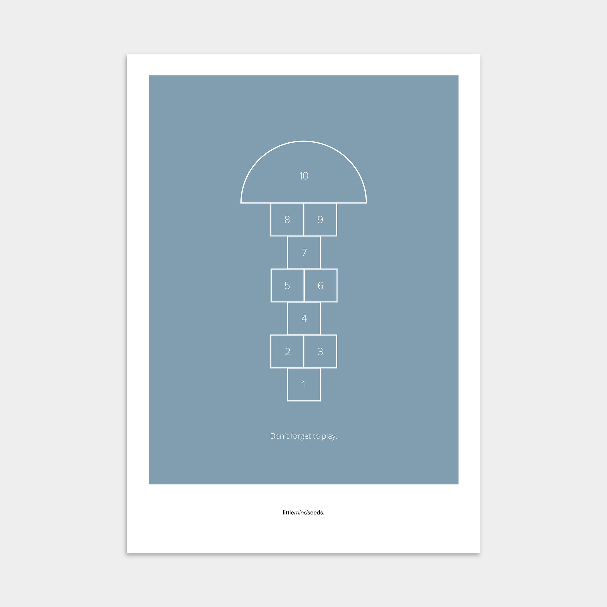 "Don’t Forget to Play" – Happiness & Well-Being Reminder Wall Art to Encourage Joy & Balance | Motivational Poster | Minimalist Wall Art – Blue