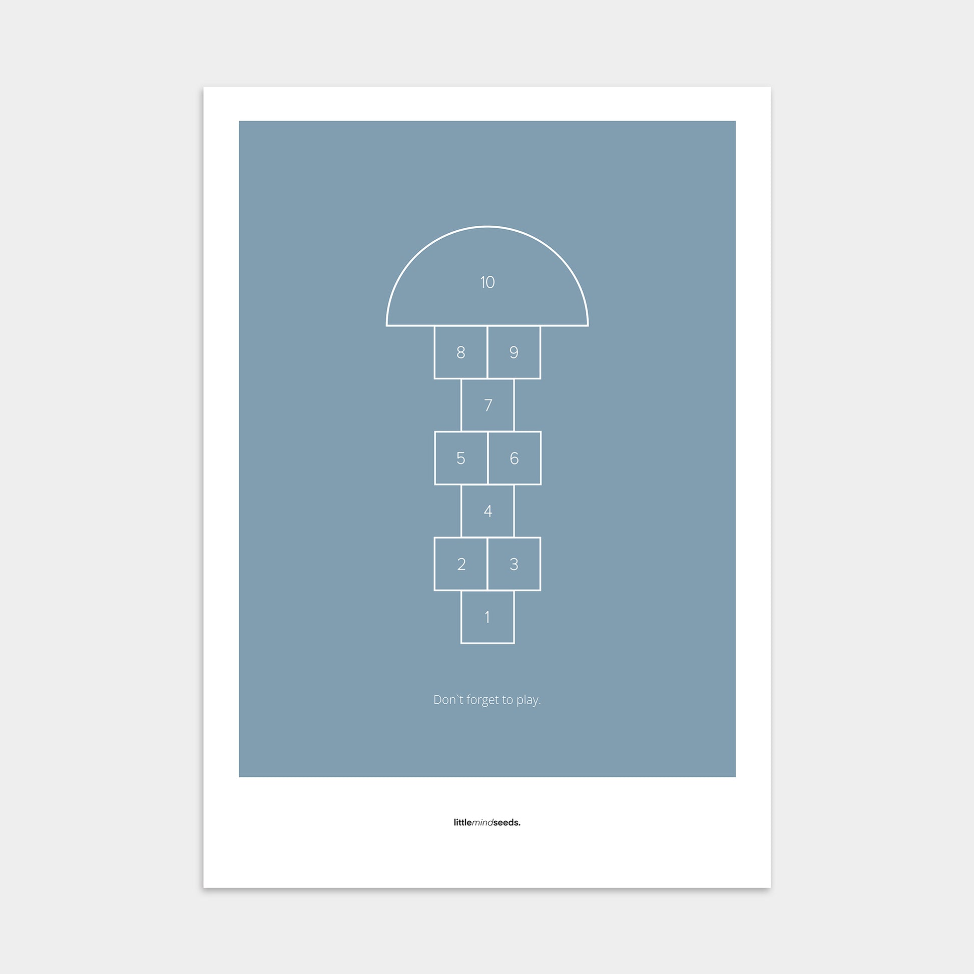 "Don’t Forget to Play" – Happiness & Well-Being Reminder Wall Art to Encourage Joy & Balance | Motivational Poster | Minimalist Wall Art – Blue
