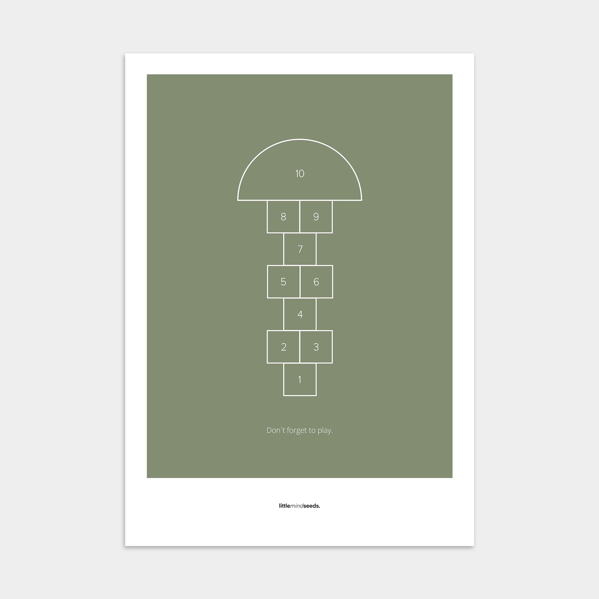 "Don’t Forget to Play" – Happiness & Well-Being Reminder Wall Art to Encourage Joy & Balance | Motivational Poster | Minimalist Wall Art – Green