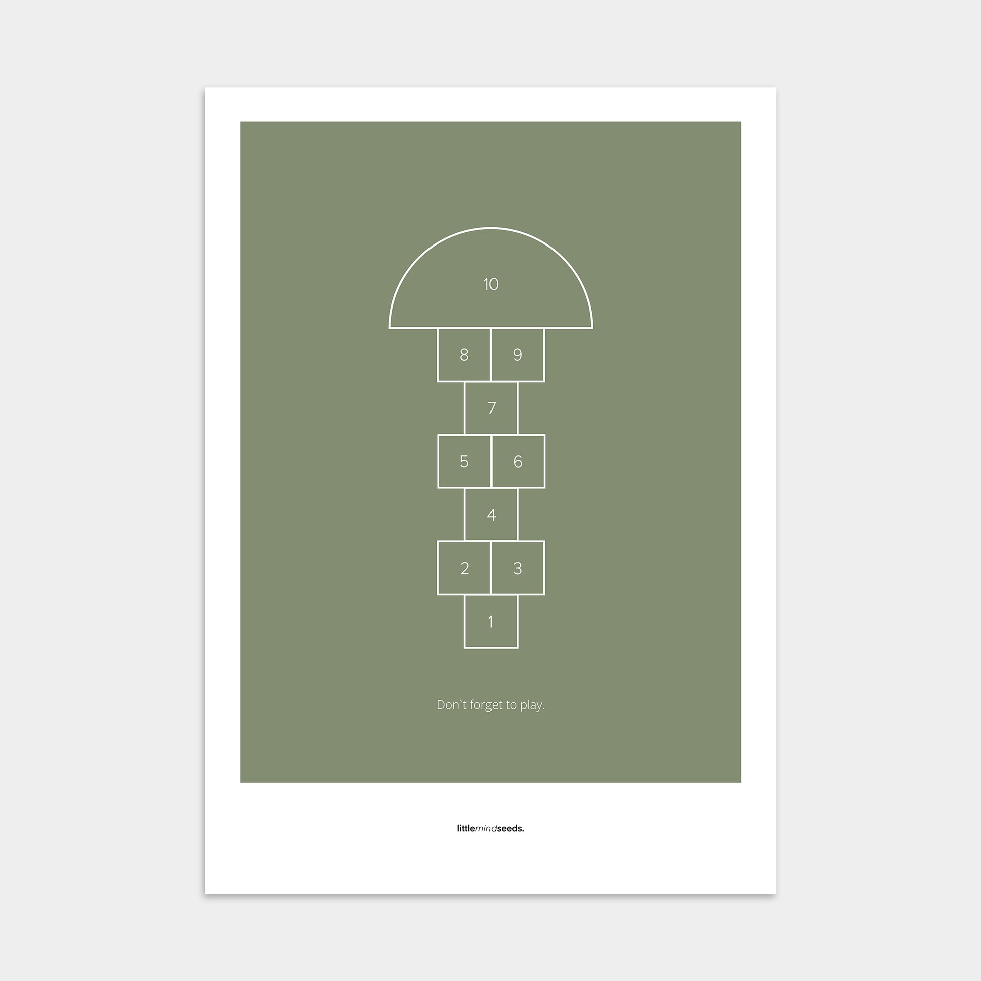 "Don’t Forget to Play" – Happiness & Well-Being Reminder Wall Art to Encourage Joy & Balance | Motivational Poster | Minimalist Wall Art – Green
