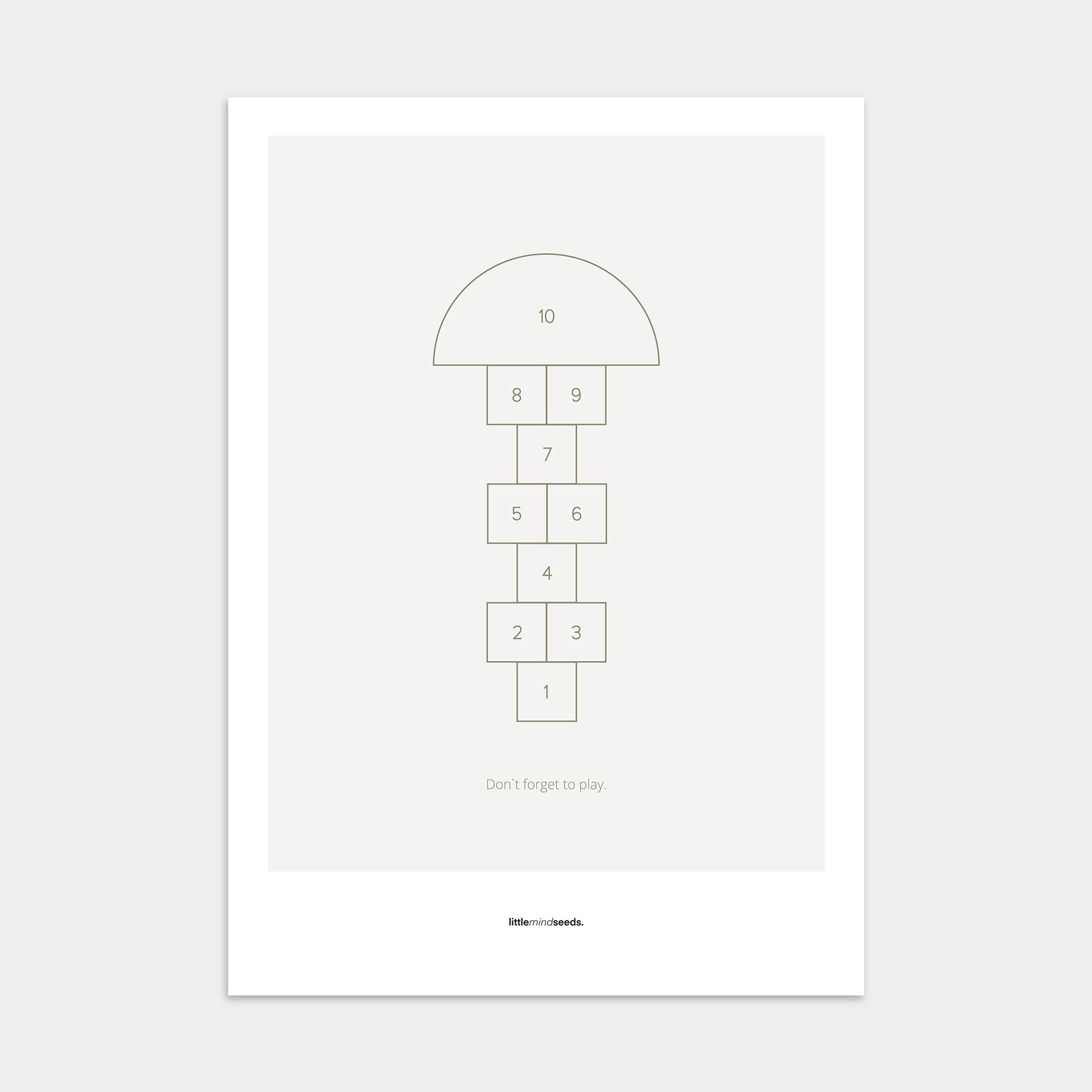 "Don’t Forget to Play" – Happiness & Well-Being Reminder Wall Art to Encourage Joy & Balance | Motivational Poster | Minimalist Wall Art – Light Gray