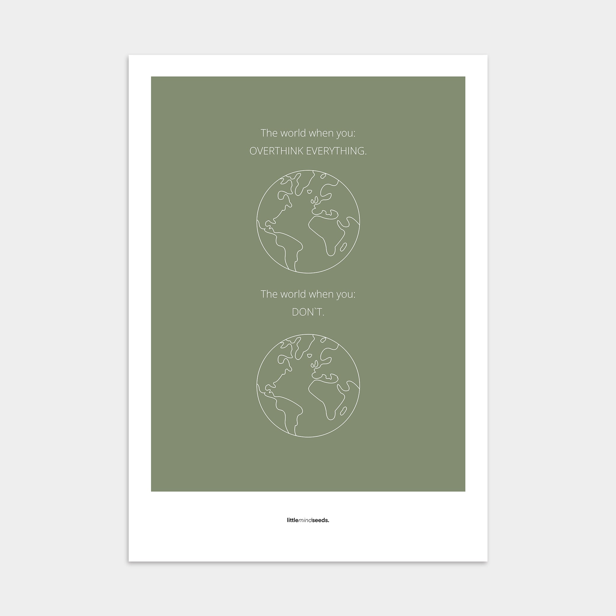 "The World" – Happiness & Well-Being Reminder Wall Art to Encourage Joy & Balance | Motivational Poster | Minimalist Wall Art – Green