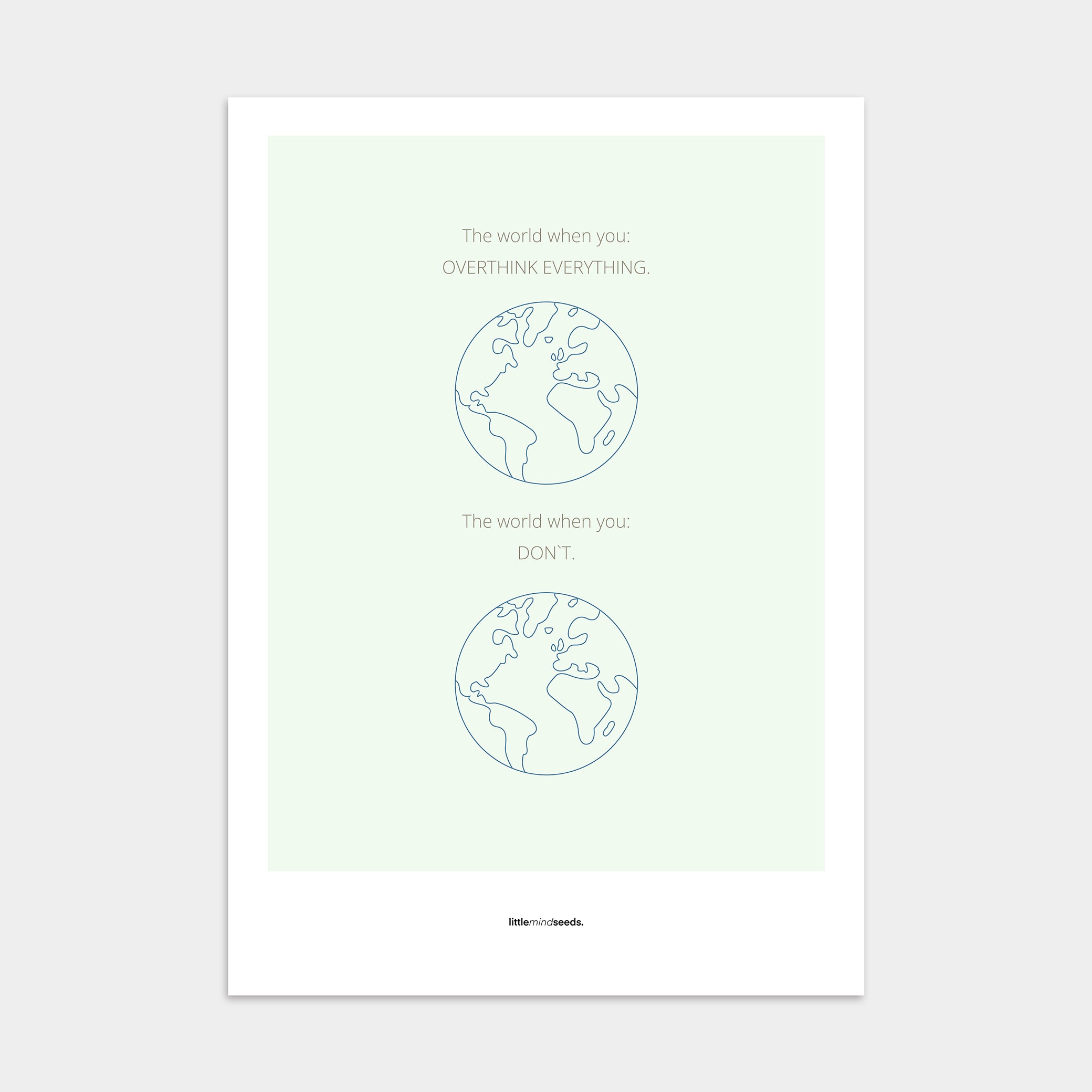"The World" – Happiness & Well-Being Reminder Wall Art to Encourage Joy & Balance | Motivational Poster | Minimalist Wall Art – Mint