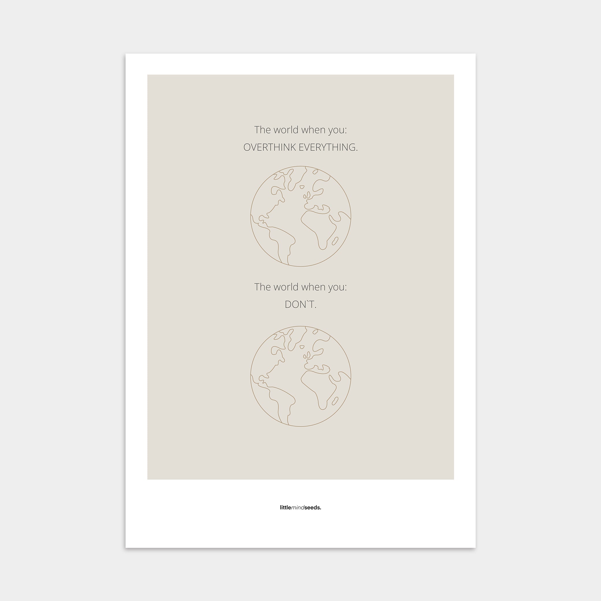"The World" – Happiness & Well-Being Reminder Wall Art to Encourage Joy & Balance | Motivational Poster | Minimalist Wall Art – Dark Gray
