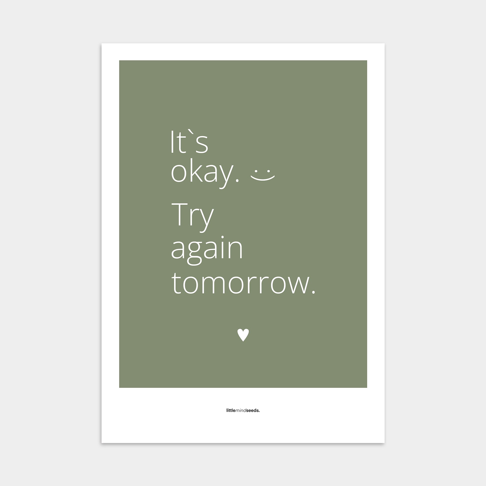 “It’s OK, Try Again Tomorrow”  – Resilience & Confidence Motivational Poster | Minimalist Quotes on the Wall, Downloadable PDF Bundle - ALL colors