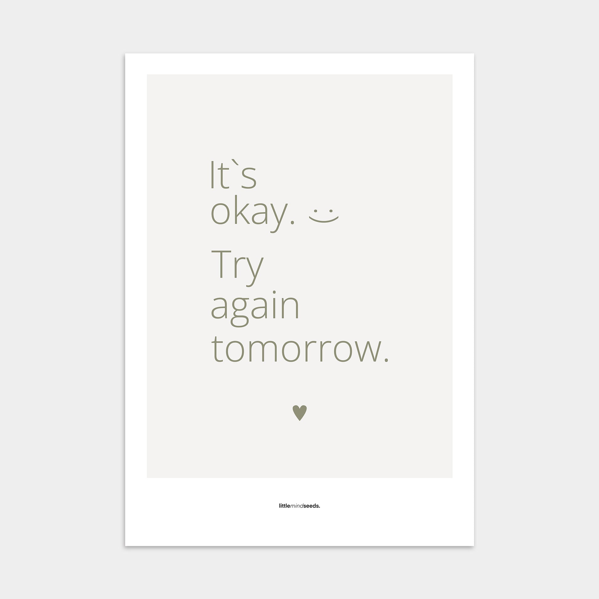 “It’s OK, Try Again Tomorrow”  – Resilience & Confidence Motivational Poster | Minimalist Quotes on the Wall, Downloadable PDF Bundle - ALL colors
