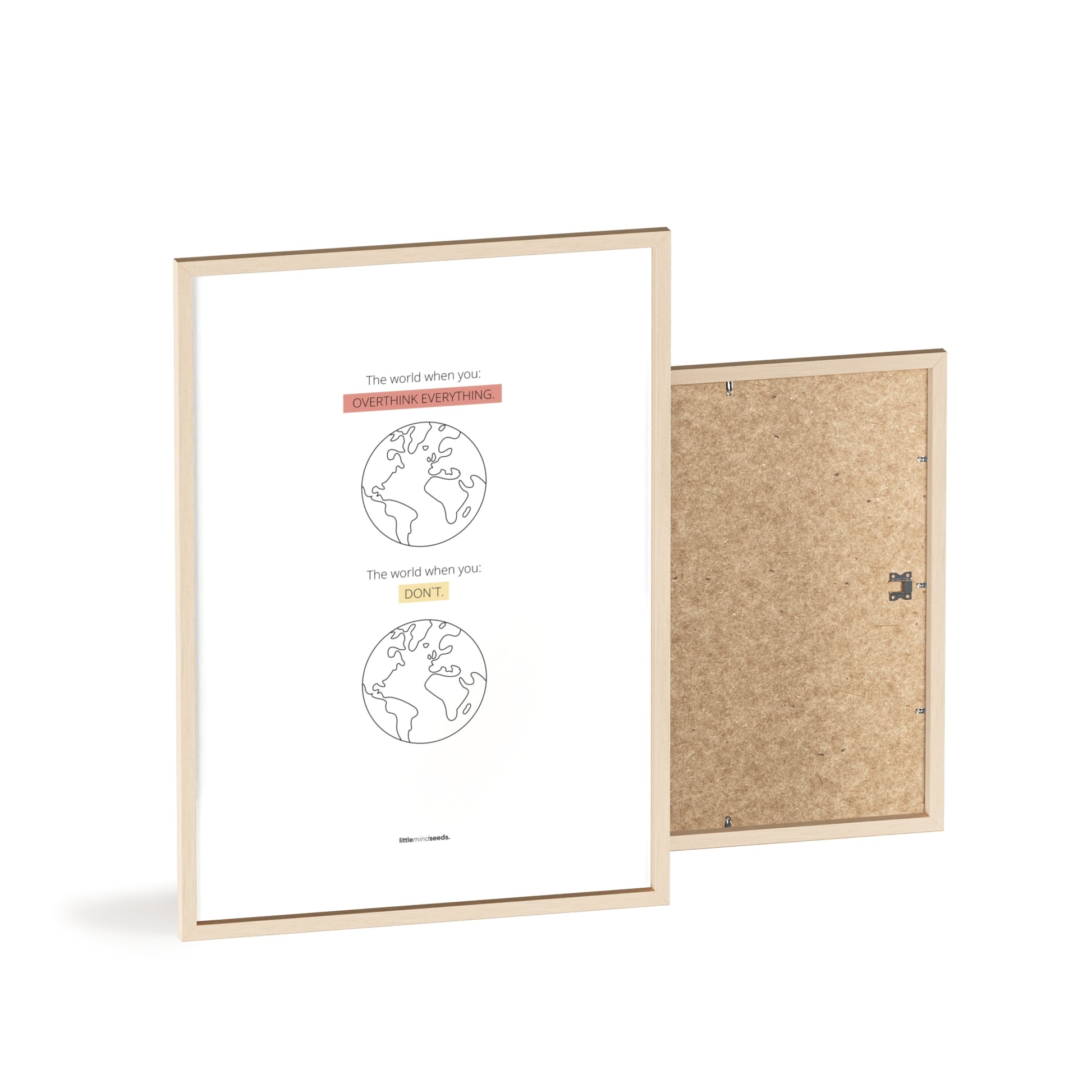 "The World" – Happiness & Well-Being Reminder Wall Art to Encourage Joy & Balance | Motivational Matte Frame | Minimalist Wall Art – white