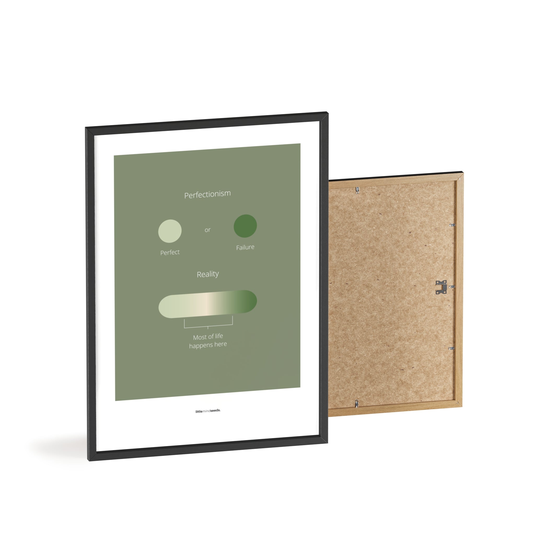 "Life Is Not Perfect Like We Imagine" – Resilience & Confidence Motivational Quality Framed Poster | Minimalist Inspirational Wall Art – Green