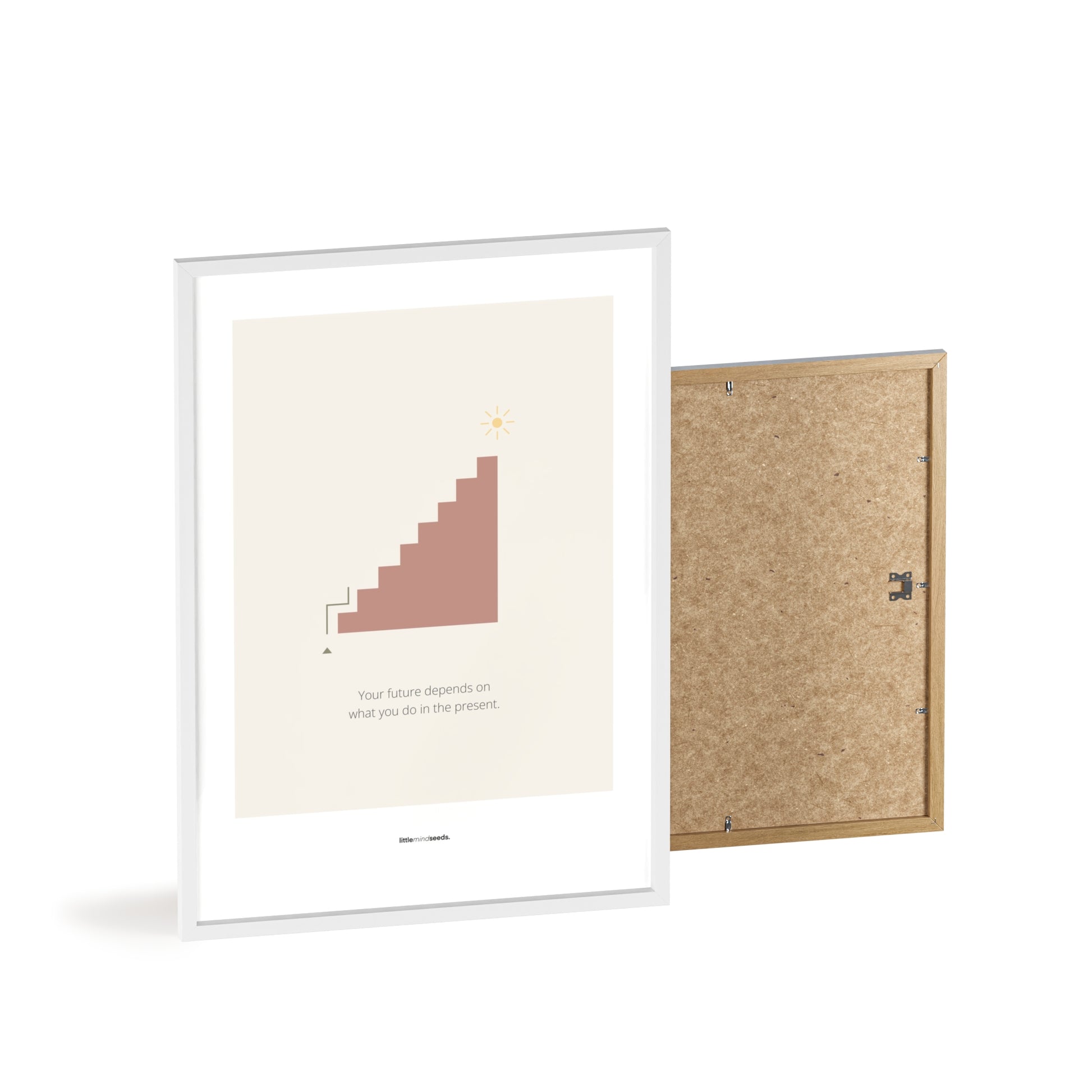 "The Future Depends On What You Do In The Present" – Discipline, Habits & Achievements Children Motivational Wall Framed Poster to Foster Focus & Success | Matte Poster– Beige