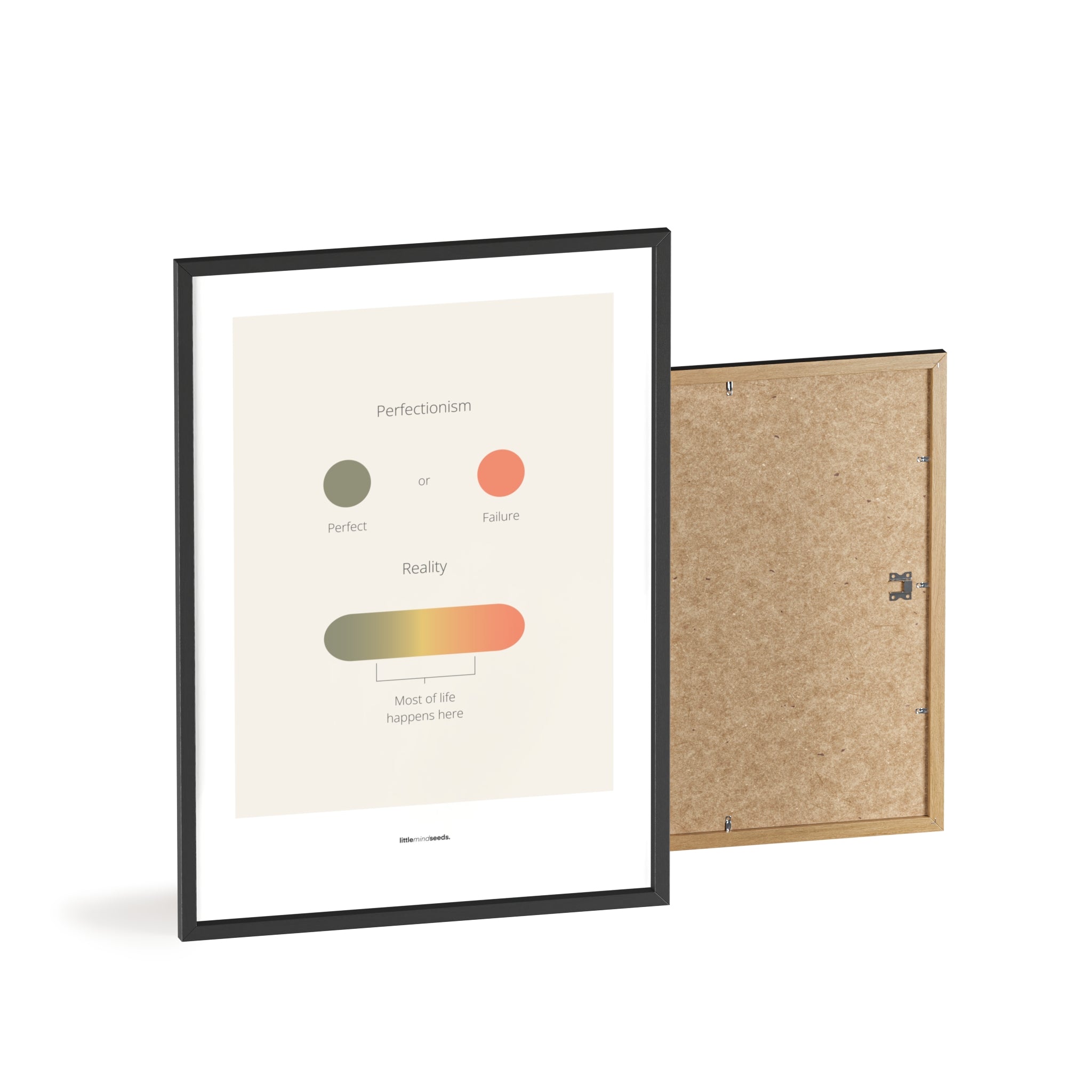 "Life Is Not Perfect Like We Imagine" – Resilience & Confidence Motivational Quality Framed Poster | Minimalist Inspirational Wall Art – Beige