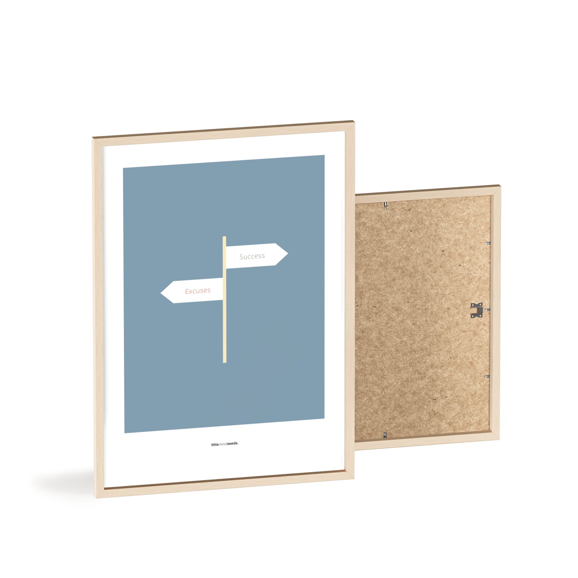 "Only Two Ways – Either You Have Excuses, or You Achieve Success" – Discipline, Habits & Achievements Children Motivational Wall Art to Foster Focus & Success | Matte Frame– Blue