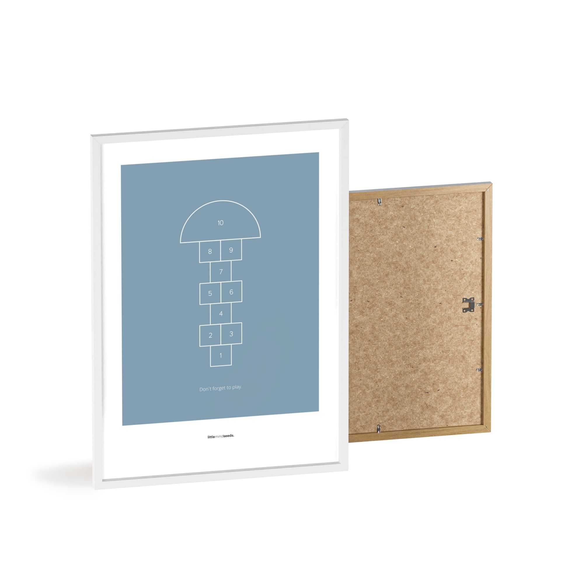 "Don’t Forget to Play" – Happiness & Well-Being Reminder Wall Art to Encourage Joy & Balance | Motivational Matte Framed Poster | Minimalist Wall Art – Blue