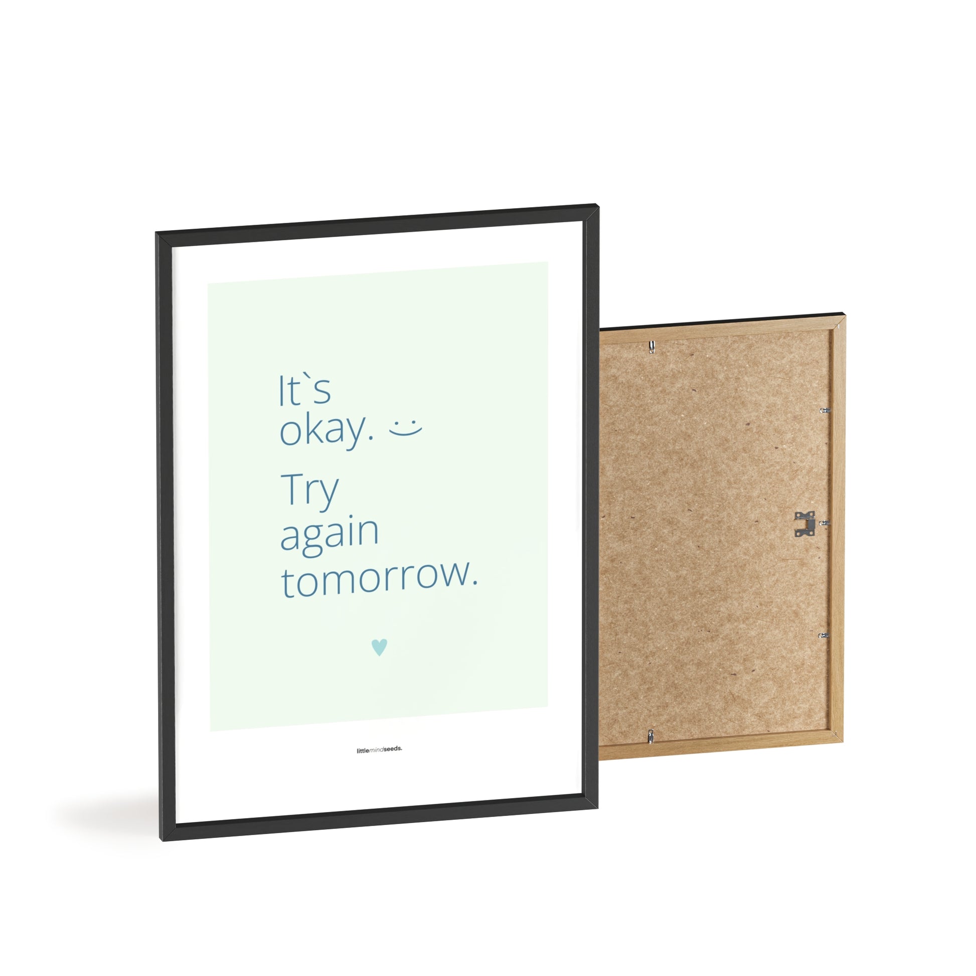 "It’s OK, Try Again Tomorrow" – Resilience & Confidence Wall Art to Build Self-Belief & Grit | Motivational Quality Framed Poster | Minimalist Wall Art –  Mint