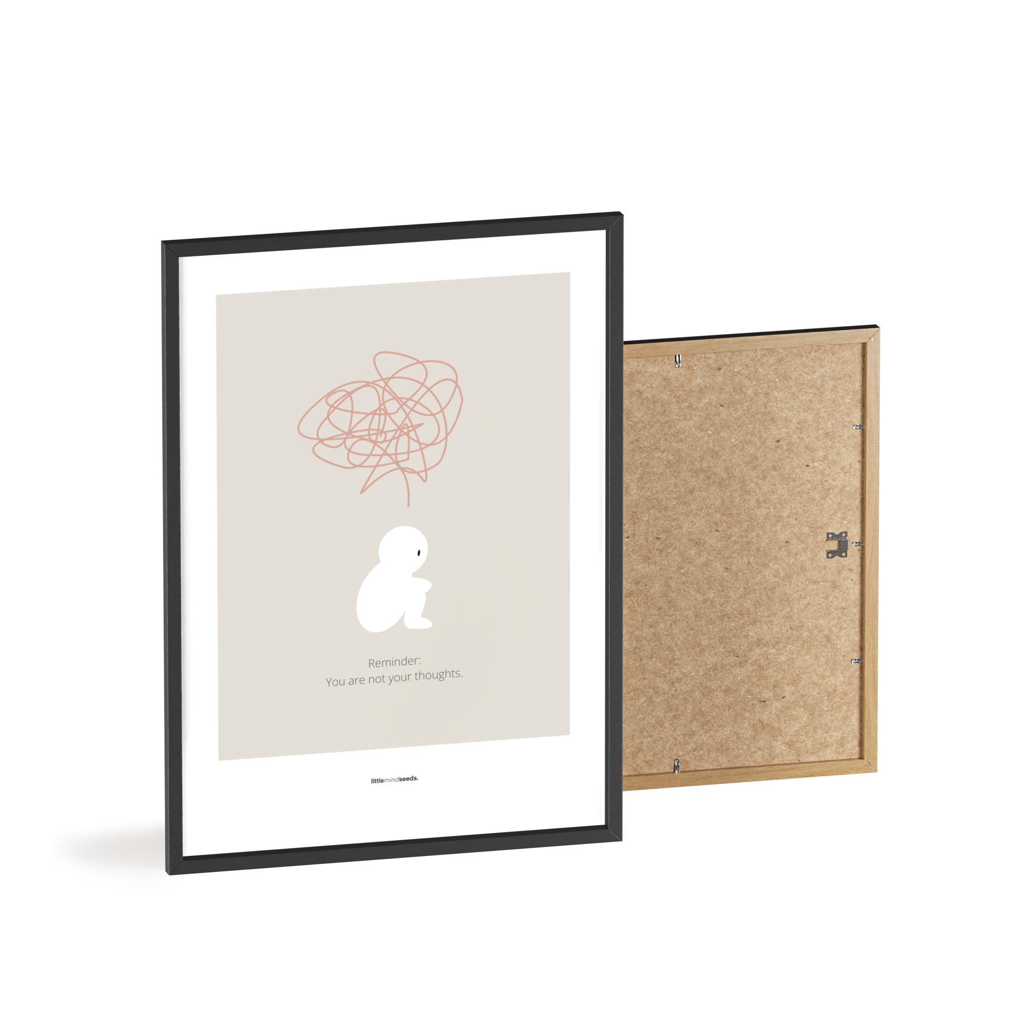 "We Are Not Our Thoughts – We Are Our Actions" – Resilience & Confidence Wall Art to Build Self-Belief & Grit | Motivational Quality Framed Poster | Minimalist Quotes for Personal Growt – Dark Gray