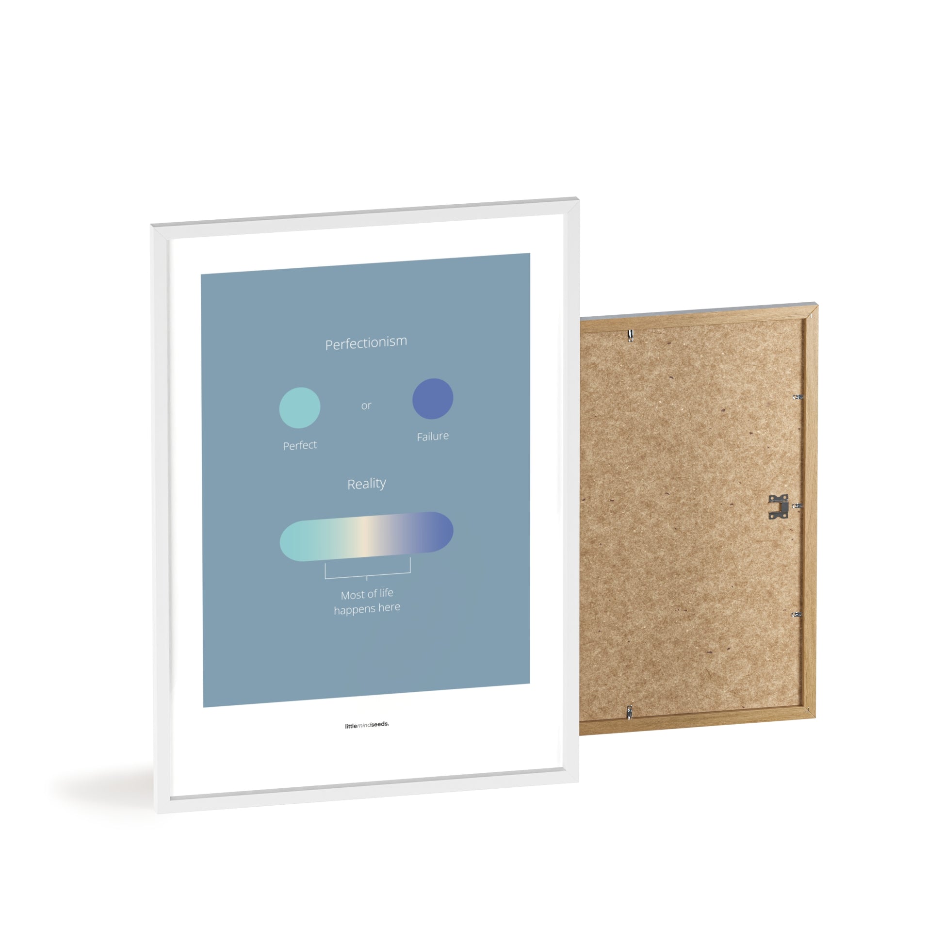"Life Is Not Perfect Like We Imagine" – Resilience & Confidence Motivational Quality Framed Poster | Minimalist Inspirational Wall Art – Blue