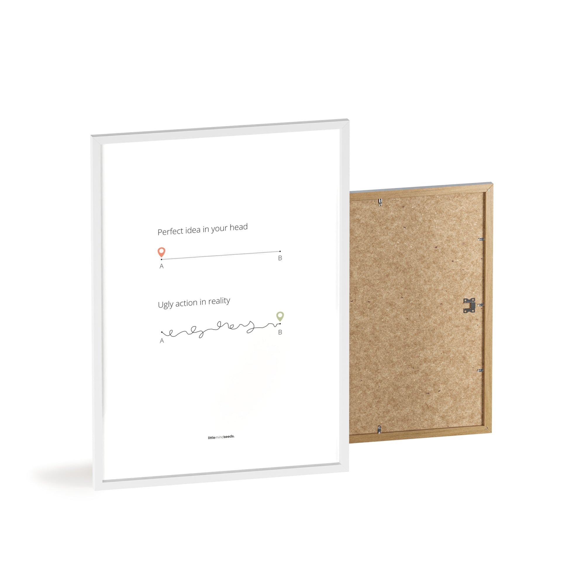 "Perfect Idea vs Ugly Action in Reality" – Critical Thinking & Problem-Solving Children Wall Art to Boost Creativity & Adaptability | Matte Frame Poster– white