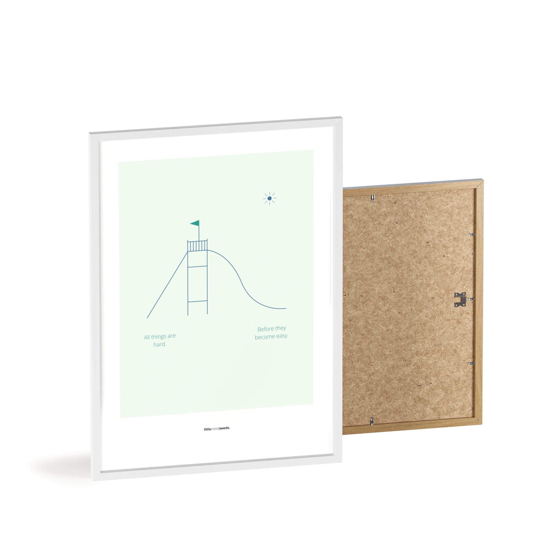 "All Things Are Hard Before They Become Easy" – Resilience & Confidence Wall Art to Build Self-Belief & Grit | Motivational Matte Frame | Minimalist Wall Art – Mint