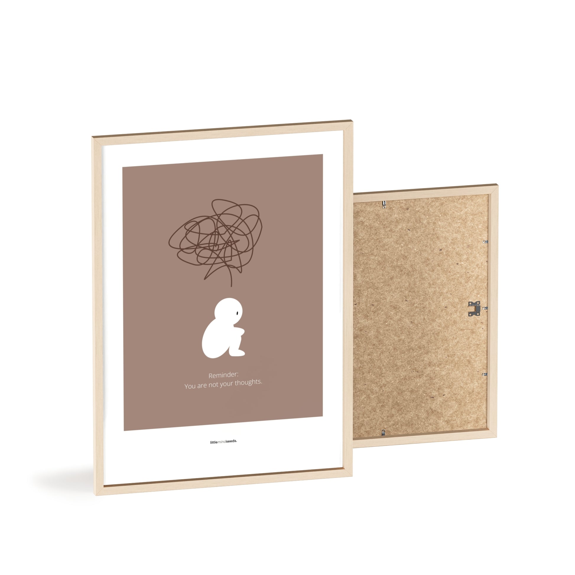 "We Are Not Our Thoughts – We Are Our Actions" – Resilience & Confidence Wall Art to Build Self-Belief & Grit | Motivational Quality Framed Poster | Minimalist Quotes for Personal Growt – Brown