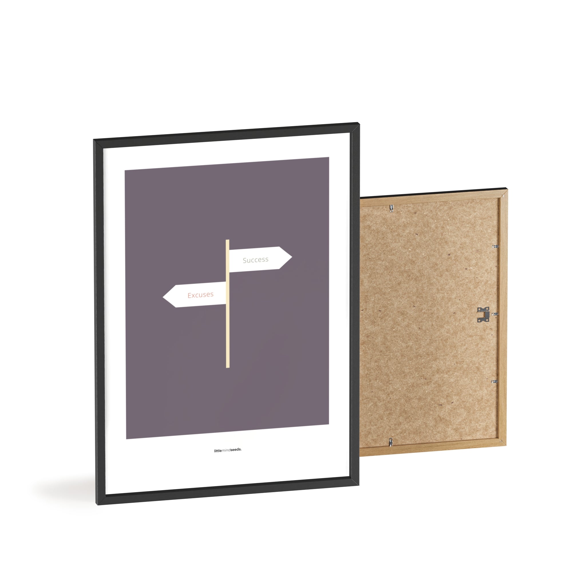 "Only Two Ways – Either You Have Excuses, or You Achieve Success" – Discipline, Habits & Achievements Children Motivational Wall Art to Foster Focus & Success | Matte Frame– Purple