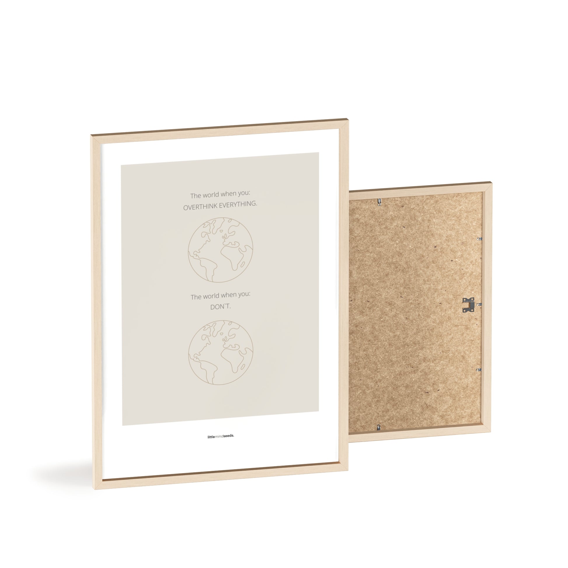"The World" – Happiness & Well-Being Reminder Wall Art to Encourage Joy & Balance | Motivational Matte Frame | Minimalist Wall Art – DarK gray