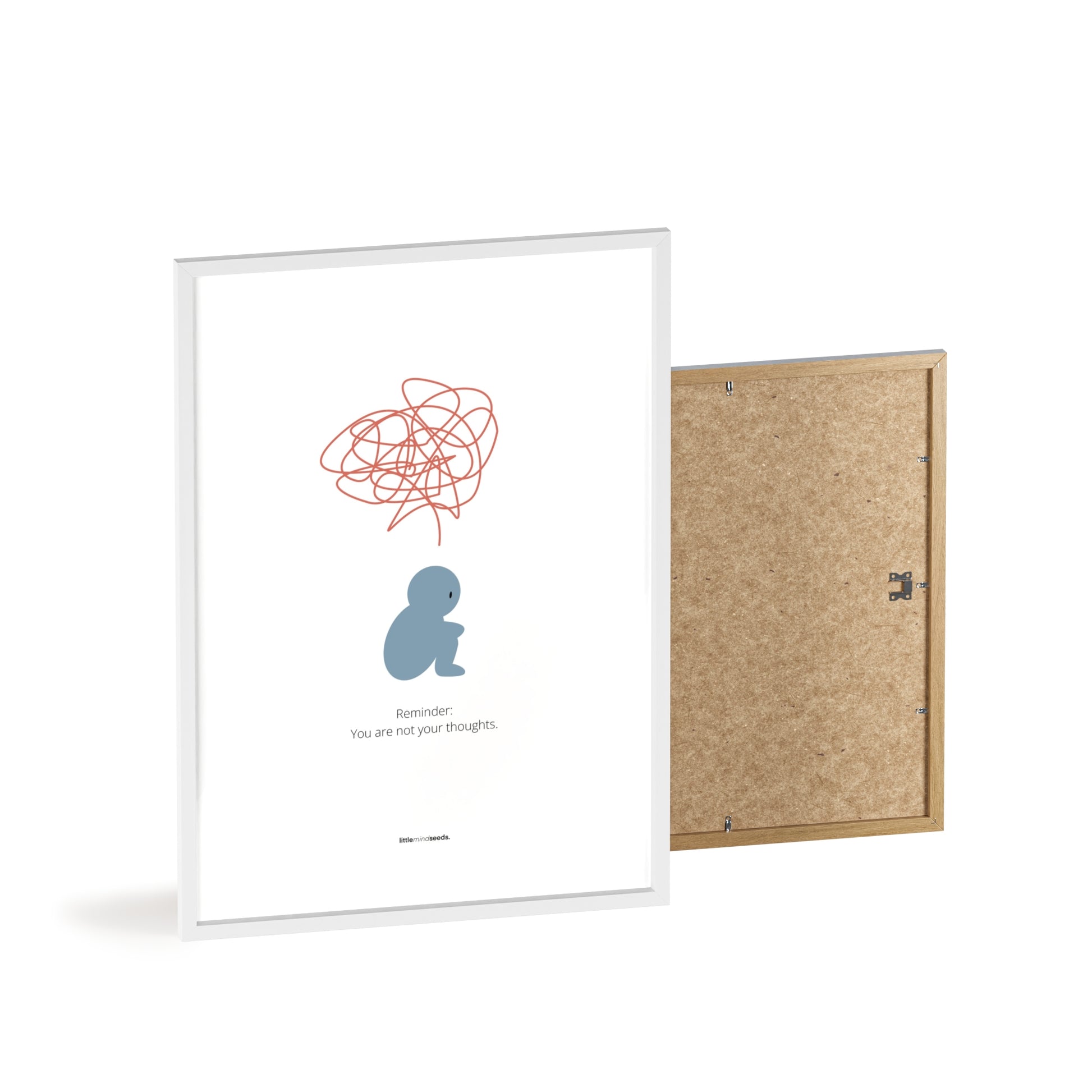 "We Are Not Our Thoughts – We Are Our Actions" – Resilience & Confidence Wall Art to Build Self-Belief & Grit | Motivational Quality Framed Poster | Minimalist Quotes for Personal Growt – White