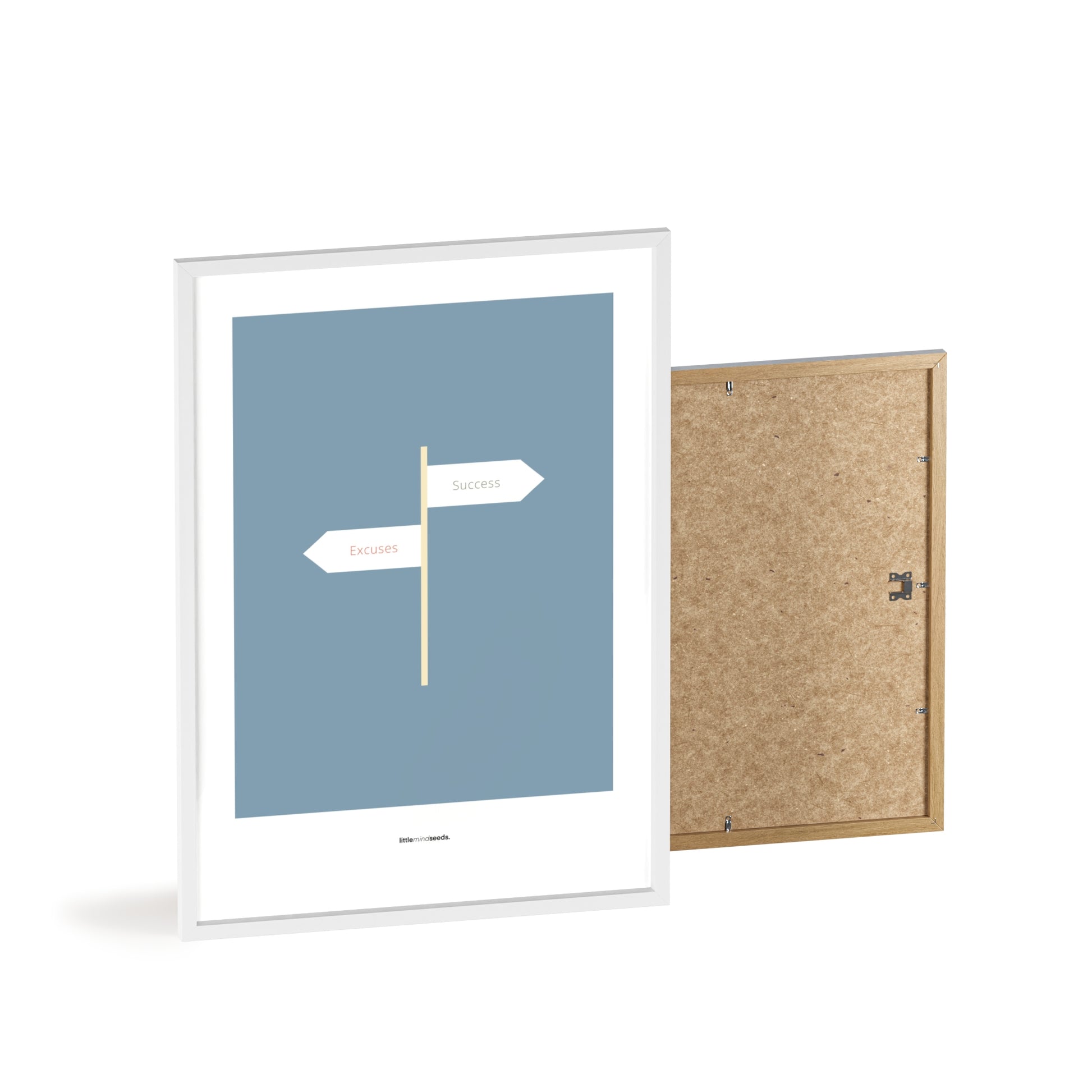 "Only Two Ways – Either You Have Excuses, or You Achieve Success" – Discipline, Habits & Achievements Children Motivational Wall Art to Foster Focus & Success | Matte Frame– Blue