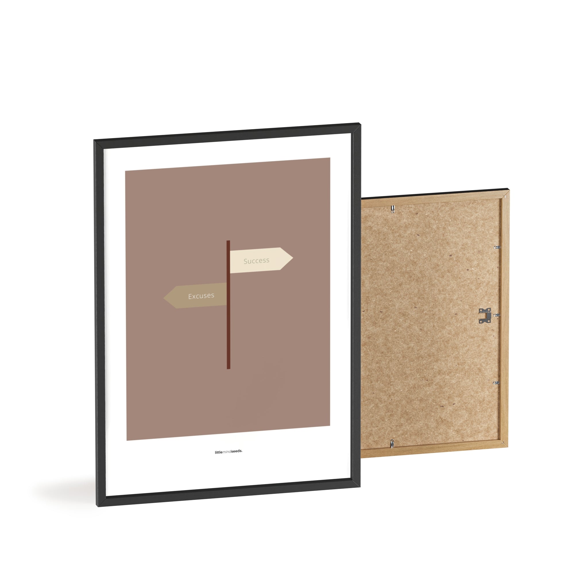 "Only Two Ways – Either You Have Excuses, or You Achieve Success" – Discipline, Habits & Achievements Children Motivational Wall Art to Foster Focus & Success | Matte Frame– Brown