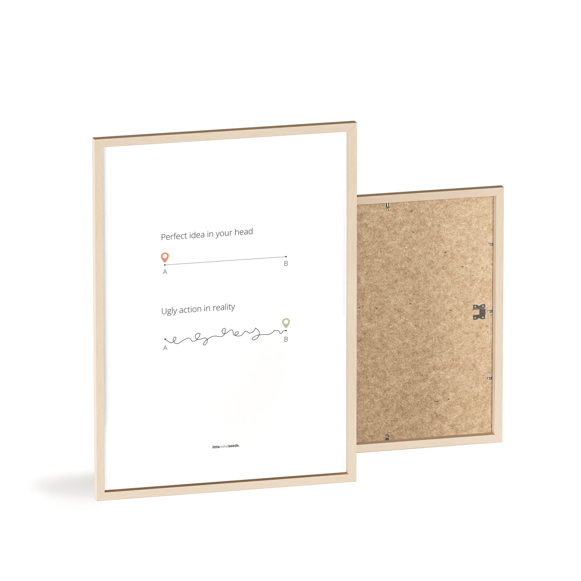 "Perfect Idea vs Ugly Action in Reality" – Critical Thinking & Problem-Solving Children Wall Art to Boost Creativity & Adaptability | Matte Frame Poster– white