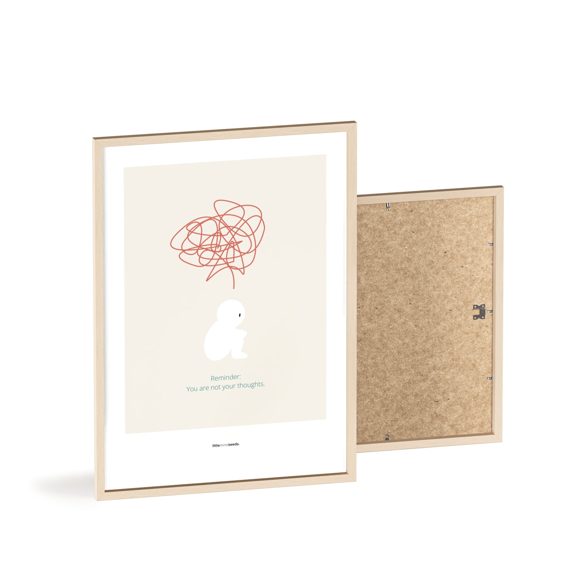 "We Are Not Our Thoughts – We Are Our Actions" – Resilience & Confidence Wall Art to Build Self-Belief & Grit | Motivational Quality Framed Poster | Minimalist Quotes for Personal Growt – Beige