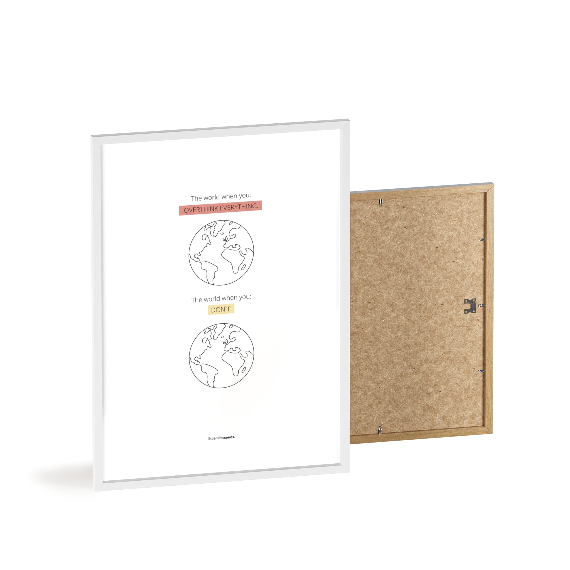 "The World" – Happiness & Well-Being Reminder Wall Art to Encourage Joy & Balance | Motivational Matte Frame | Minimalist Wall Art – white