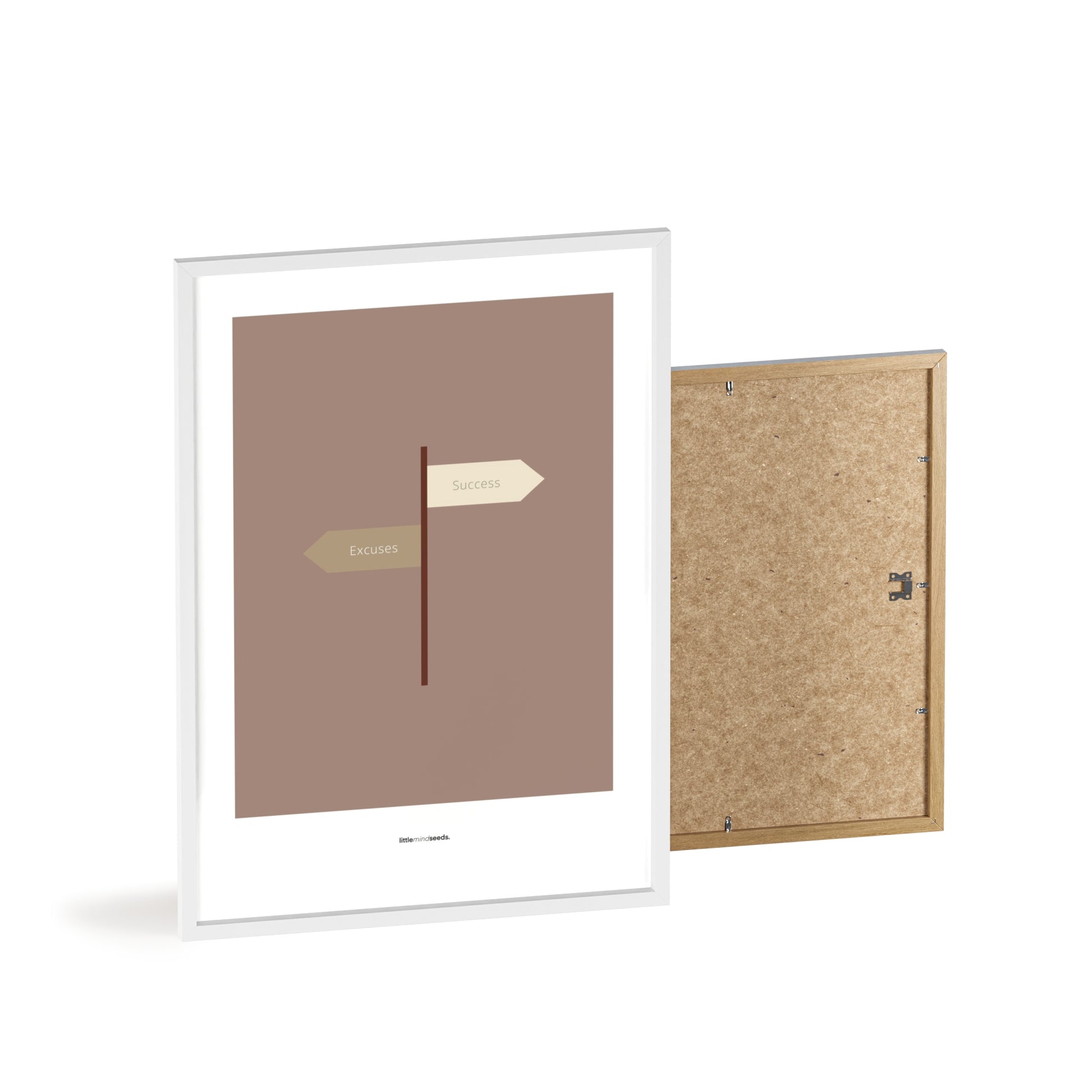 "Only Two Ways – Either You Have Excuses, or You Achieve Success" – Discipline, Habits & Achievements Children Motivational Wall Art to Foster Focus & Success | Matte Frame– Brown