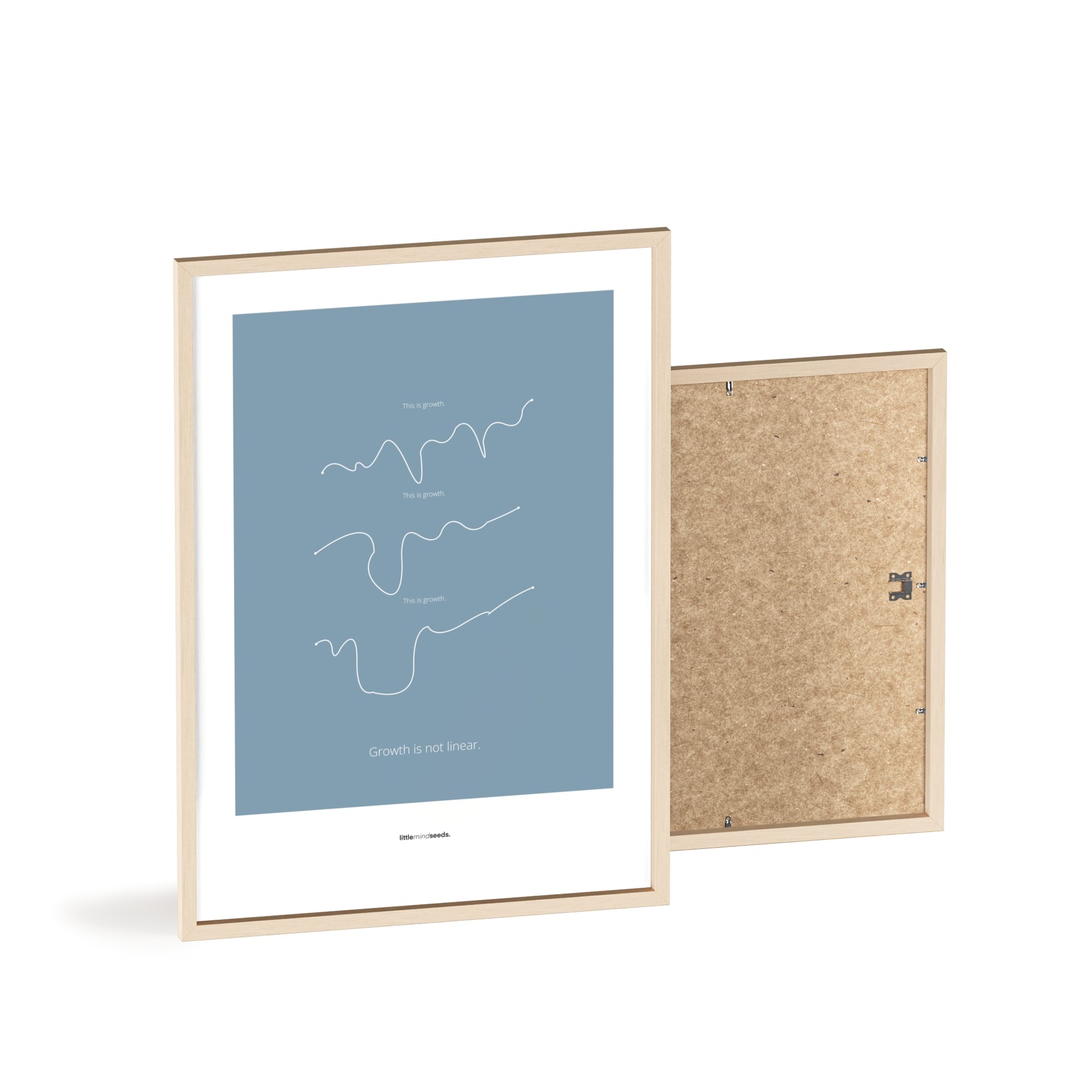 “Growth Is Not Linear” – Inspiration to Child's Growth Mindset | Motivational Framed Poster | Minimalist Quotes on the Wall – Blue