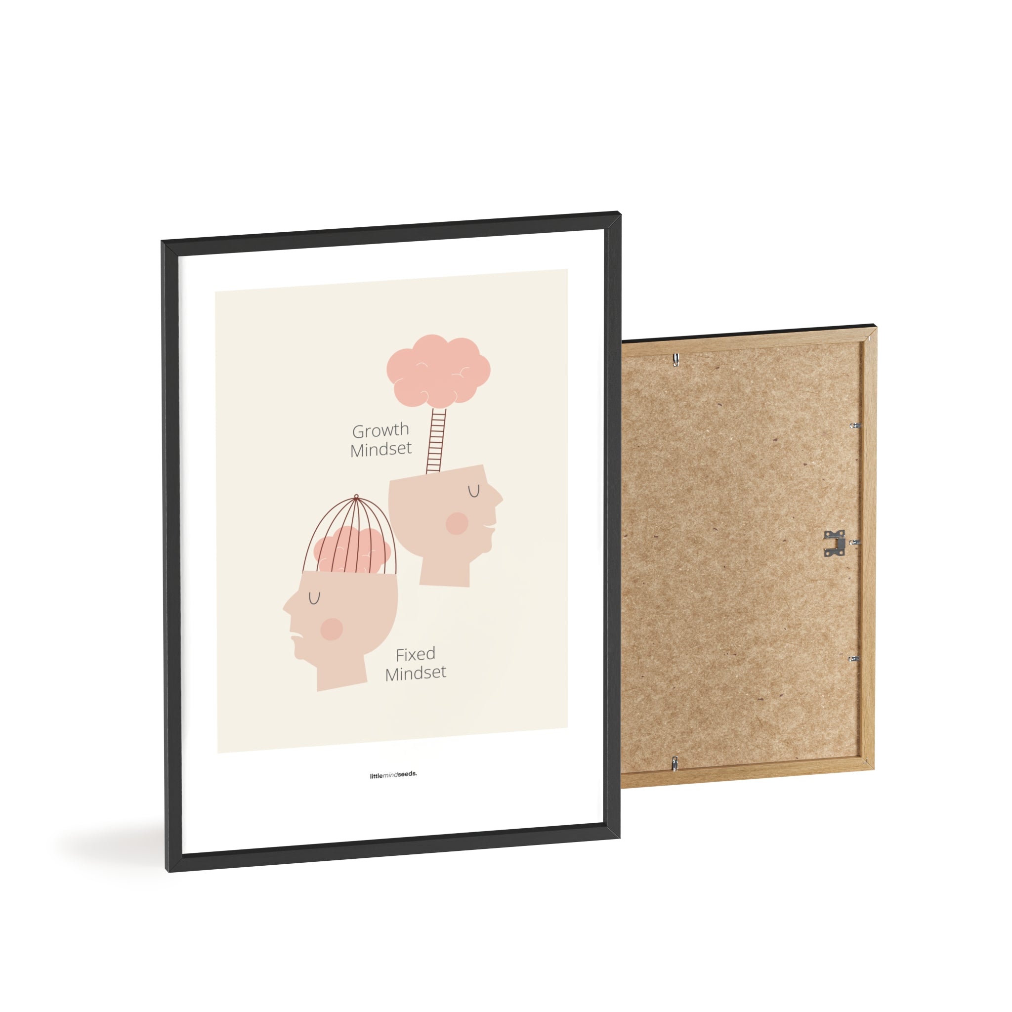 Growth vs Fixed Mindset – Framed Posters with Quotes for Kids Inspiration for Growth Mindset Framed Poster – Beige