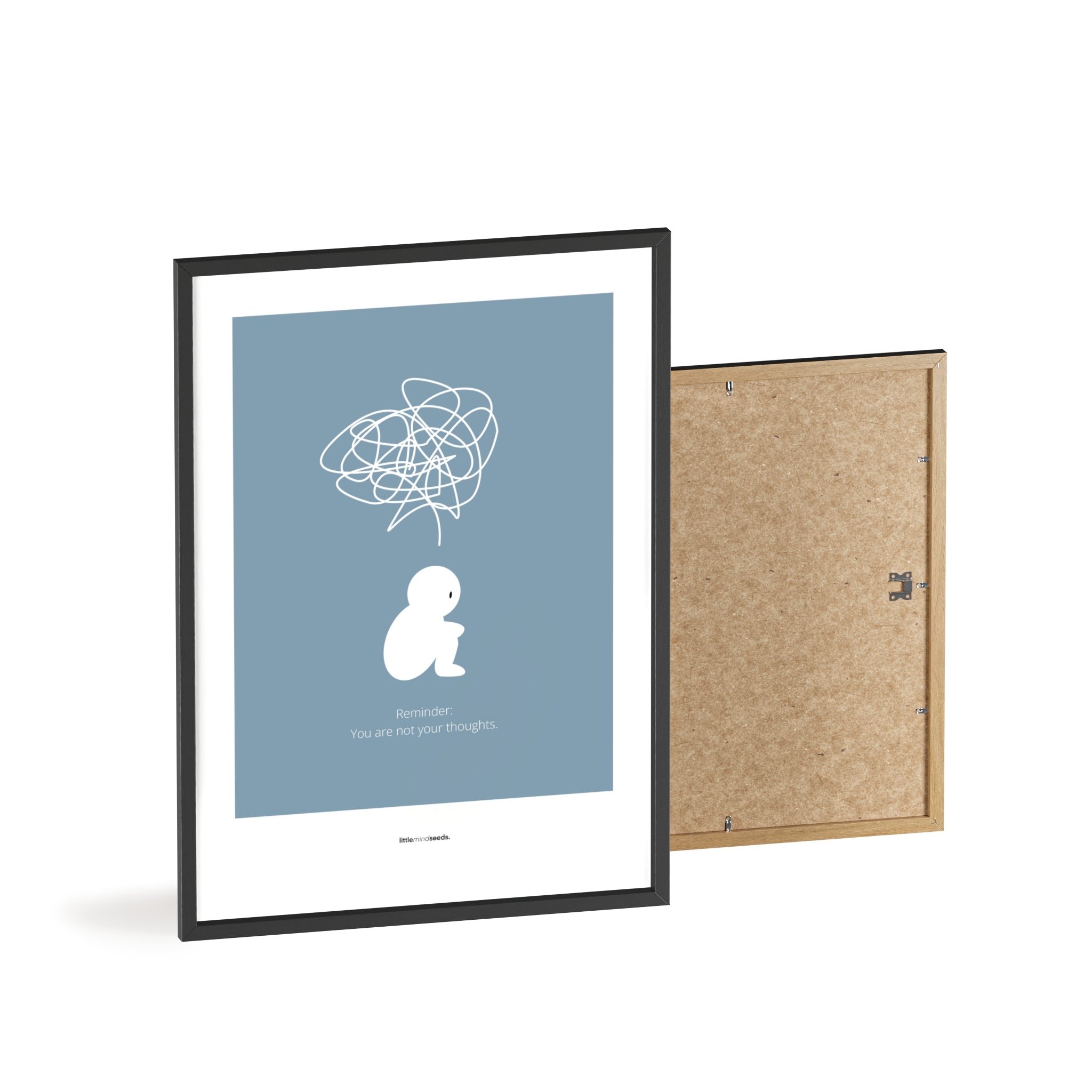 "We Are Not Our Thoughts – We Are Our Actions" – Resilience & Confidence Wall Art to Build Self-Belief & Grit | Motivational Quality Framed Poster | Minimalist Quotes for Personal Growt – Blue